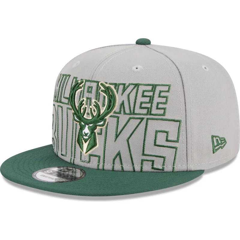 graue-und-grune-flatcap-snapback-9fifty-draft-edition-2023-der-milwaukee-bucks-nba-von-new-era