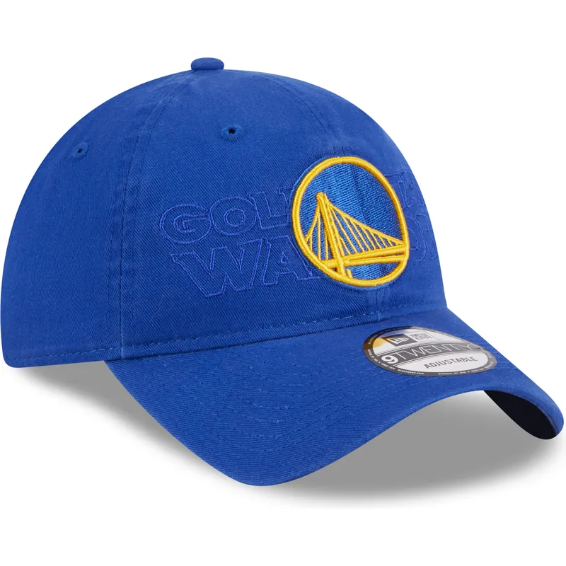 blaue-verstellbare-curved-cap-9twenty-draft-edition-2023-der-golden-state-warriors-nba-von-new-era