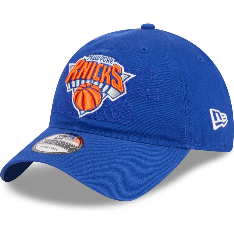 blaue-verstellbare-curved-cap-9twenty-draft-edition-2023-der-new-york-knicks-nba-von-new-era