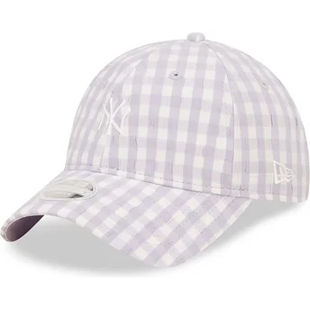 Gorra curva violeta claro ajustable para mujer 9TWENTY Gingham de New York Yankees MLB de New Era