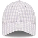 regulowana-damska-jasnofioletowa-czapka-z-zakrzywionym-daszkiem-9twenty-gingham-new-york-yankees-mlb-od-new-era
