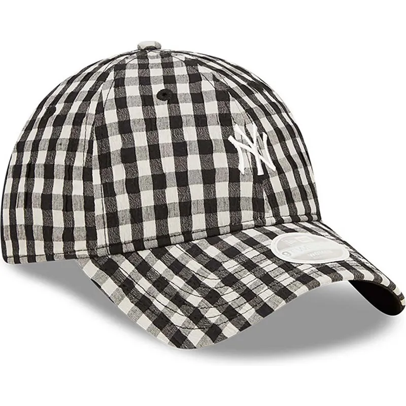 mutzen-gebogen-schwarz-verstellbares-band-9twenty-gingham-der-new-york-yankees-mlb-von-new-era