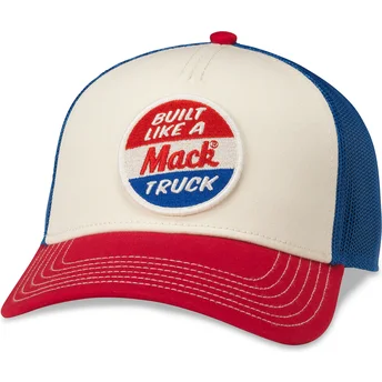 Gorra trucker vit, blå och röd snapback Mack Trucks Twill Valin Patch från American Needle