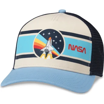 Cappello trucker beige, blu navy e azzurro snapback NASA...