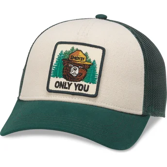 Czapka trucker beżowa i zielona snapback Smokey Bear Valin od American Needle