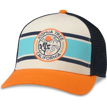 American Needle Joshua Tree National Park Sinclair Beige, Navy Blue and Orange Snapback Trucker Hat