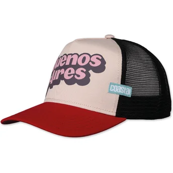 Cappellino trucker beige e rosso Buenos Aires HFT di Coastal