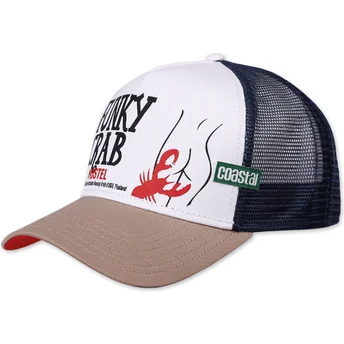 Gorra trucker blanca y marrón Funky Crab Hostel HFT de Coastal