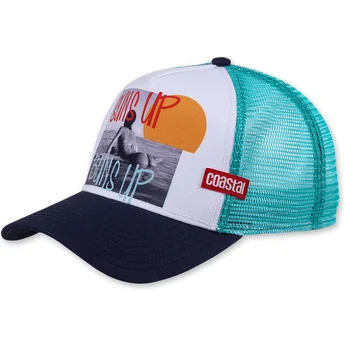 Gorra trucker blanca y azul Suns Up Buns Up HFT de Coastal