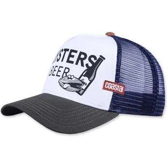 Gorra trucker blanca, azul marino y gris Oysters & Beer HFT de Coastal