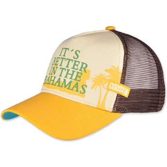 Czapka trucker żółta i brązowa It's Better In The Bahamas HFT od Coastal
