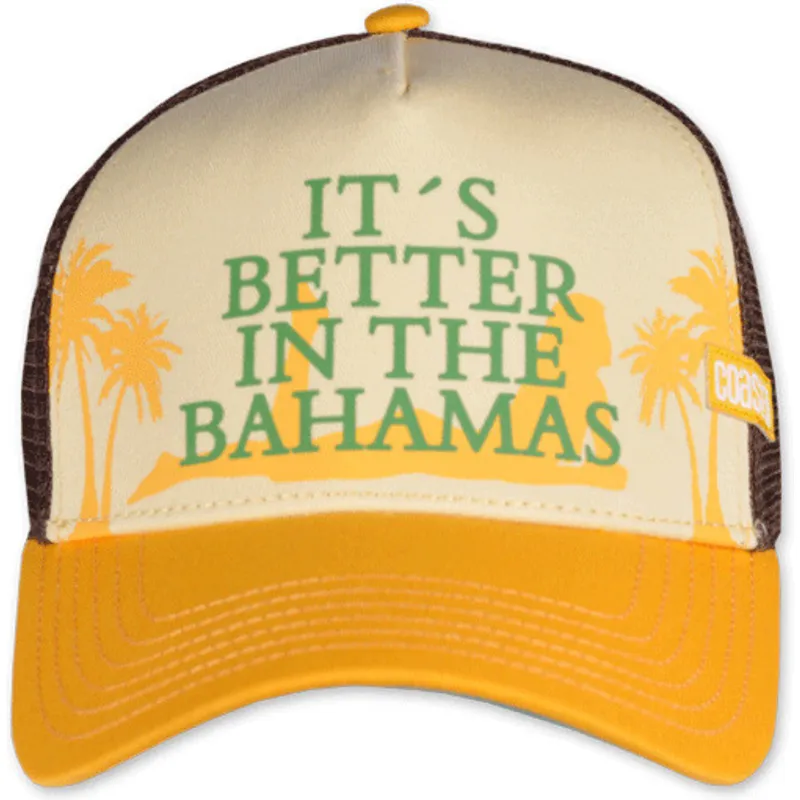 gelbe-und-braune-trucker-kappe-it-s-better-in-the-bahamas-hft-von-coastal