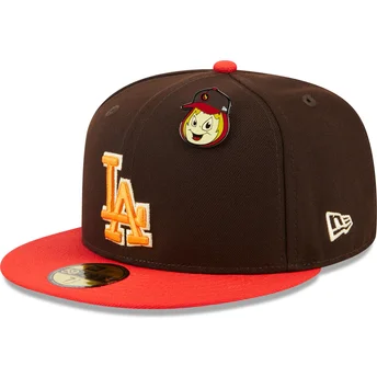 Płaska czapka brązowo-czerwona dopasowana 59FIFTY The Elements Fire Pin Los Angeles Dodgers MLB New Era