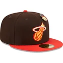 plaska-czapka-brazowo-czerwona-dopasowana-59fifty-the-elements-fire-pin-miami-heat-nba-new-era