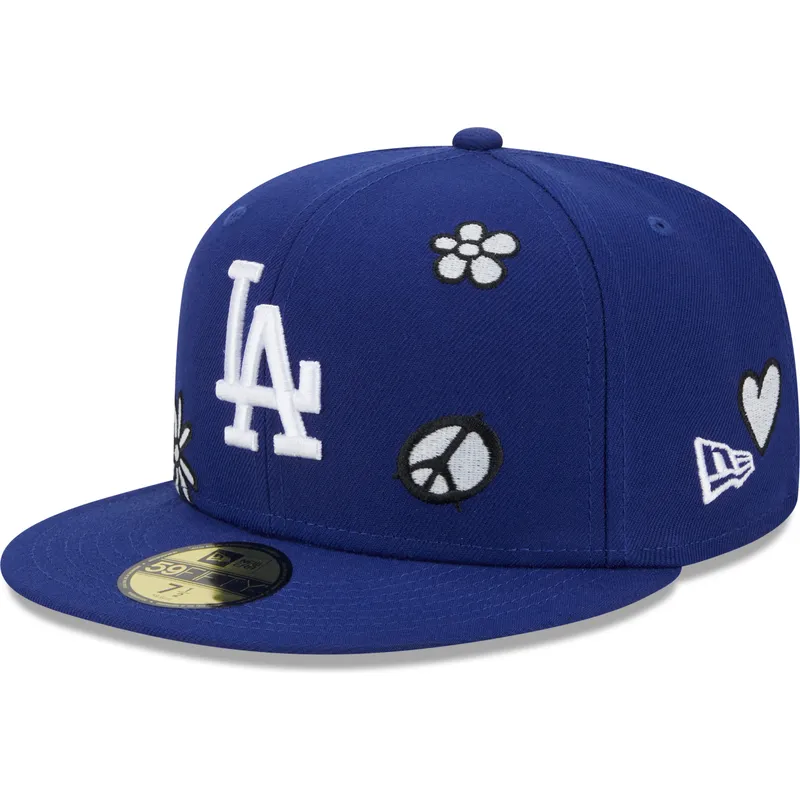blaue-flache-fitted-kappe-59fifty-sunlight-pop-der-los-angeles-dodgers-mlb-von-new-era