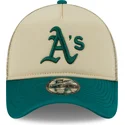 beige-och-gron-9forty-a-frame-all-day-trucker-keps-oakland-athletics-mlb-fran-new-era