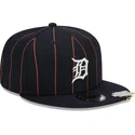 cappello-piatto-blu-marino-snapback-9fifty-pinstripe-visor-clip-di-detroit-tigers-mlb-di-new-era