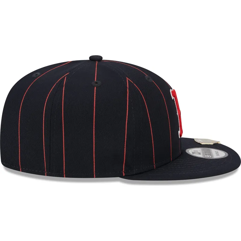 cappello-piatto-blu-marino-snapback-9fifty-pinstripe-visor-clip-di-boston-red-sox-mlb-di-new-era