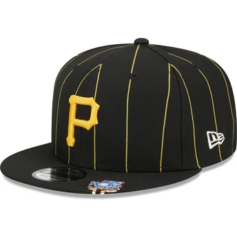 Schwarze flache Snapback-Kappe 9FIFTY Pinstripe Visor Clip der Pittsburgh Pirates MLB von New Era