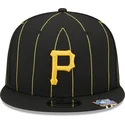 cappello-piatto-nero-snapback-9fifty-pinstripe-visor-clip-di-pittsburgh-pirates-mlb-di-new-era