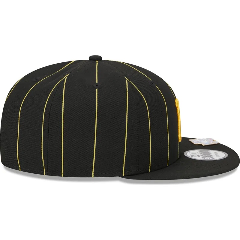 cappello-piatto-nero-snapback-9fifty-pinstripe-visor-clip-di-pittsburgh-pirates-mlb-di-new-era