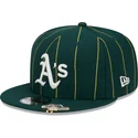 cappello-piatto-verde-snapback-9fifty-pinstripe-visor-clip-di-oakland-athletics-mlb-di-new-era