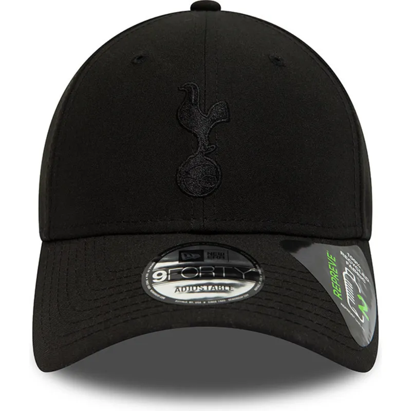 schwarze-verstellbare-curved-cap-mit-schwarzem-logo-9forty-repreve-von-tottenham-hotspur-football-club-premier-league-von-new-er