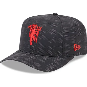 Gorra curva negra snapback 9FIFTY Stretch Snap Reflective Camo de Manchester United Football Club Premier League de New Era