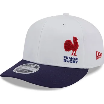 Gorra curva blanca y azul snapback 9FIFTY Stretch Snap Flawless de French Rugby Federation FFR de New Era