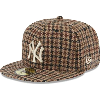 mutzen-flach-braun-angepasst-59fifty-harris-tweed-der-new-york-yankees-mlb-von-new-era