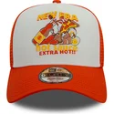 casquette-trucker-blanche-et-orange-hot-sauce-a-frame-food-new-era