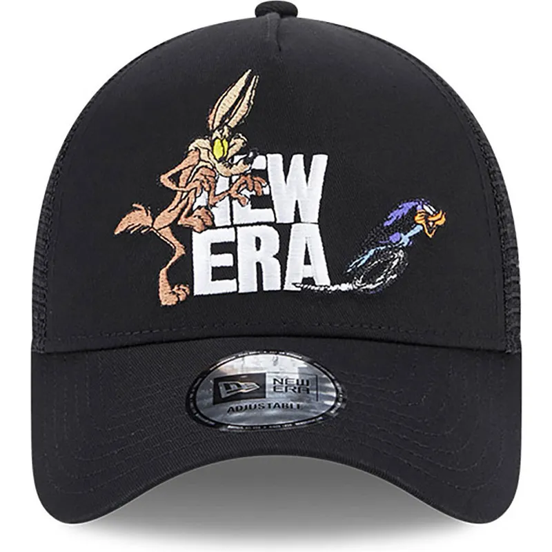 mutzen-gebogen-schwarz-snapback-a-frame-der-coyote-y-correcaminos-looney-tunes-von-new-era