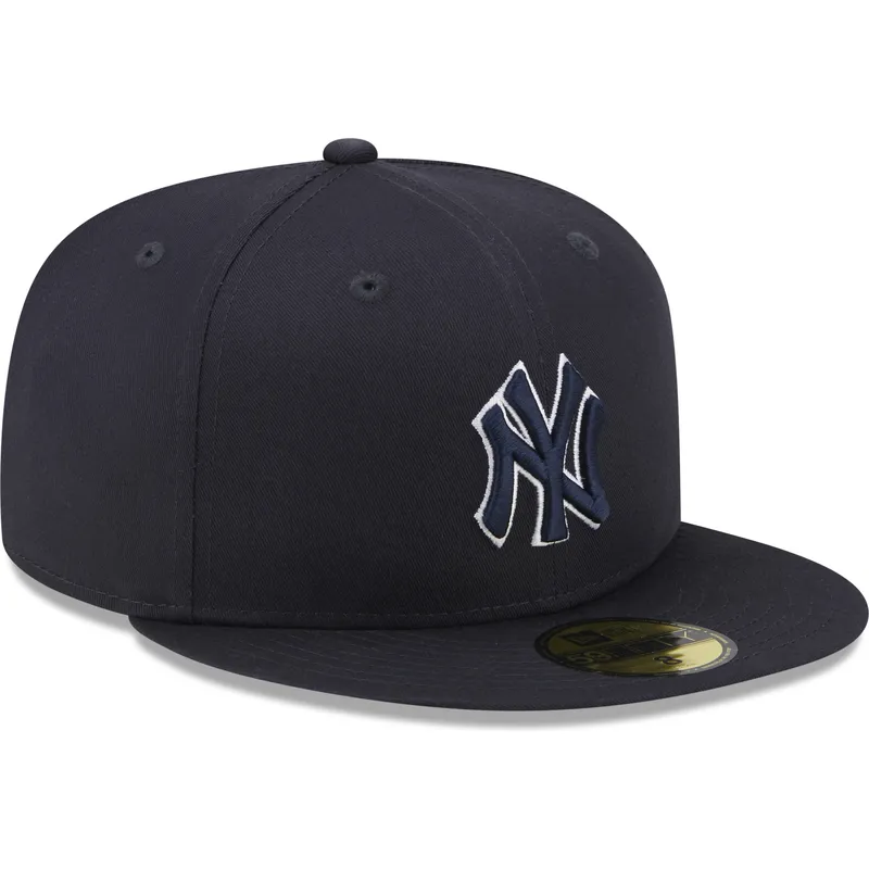 mutzen-flach-marineblau-angepasst-59fifty-team-outline-der-new-york-yankees-mlb-von-new-era