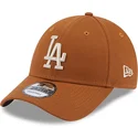 casquette-courbee-marron-ajustable-avec-logo-beige-9forty-league-essential-los-angeles-dodgers-mlb-new-era