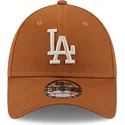 casquette-courbee-marron-ajustable-avec-logo-beige-9forty-league-essential-los-angeles-dodgers-mlb-new-era