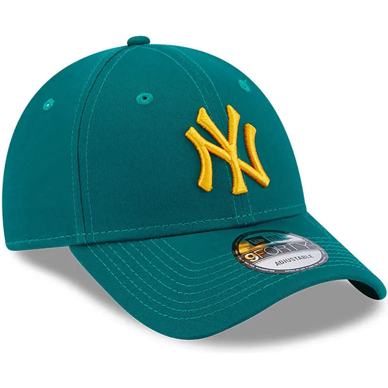 mutzen-gebogen-grun-verstellbares-band-9forty-league-essential-der-new-york-yankees-mlb-von-new-era