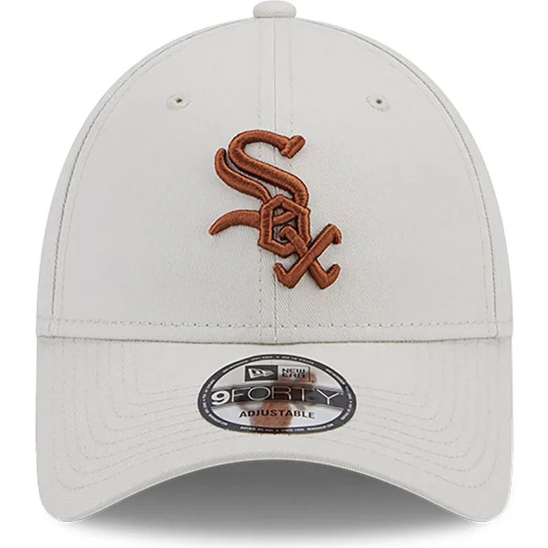 mutzen-gebogen-beige-verstellbares-band-marron-9forty-league-essential-der-chicago-white-sox-mlb-von-new-era