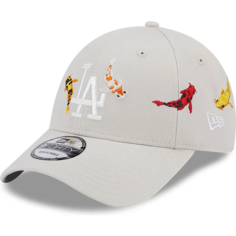 mutzen-gebogen-beige-verstellbares-band-9forty-koi-fish-der-los-angeles-dodgers-mlb-von-new-era