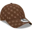 mutzen-gebogen-braun-verstellbares-band-9forty-monogram-der-new-york-yankees-mlb-von-new-era