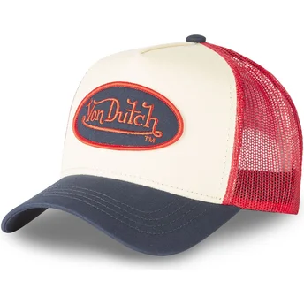 Cappellino trucker beige, rosso e blu marino CLA5 di Von Dutch