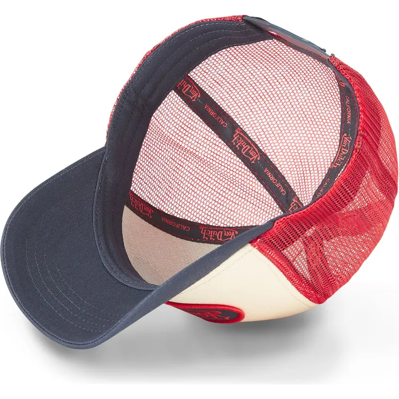 cappellino-trucker-beige-rosso-e-blu-marino-cla5-di-von-dutch