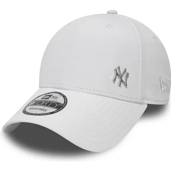 New Era Curved Brim 9FORTY Flawless Logo New York Yankees MLB White Adjustable Cap