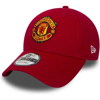Rote verstellbare Curved Cap 9FORTY Essential von Manchester United Football Club von New Era