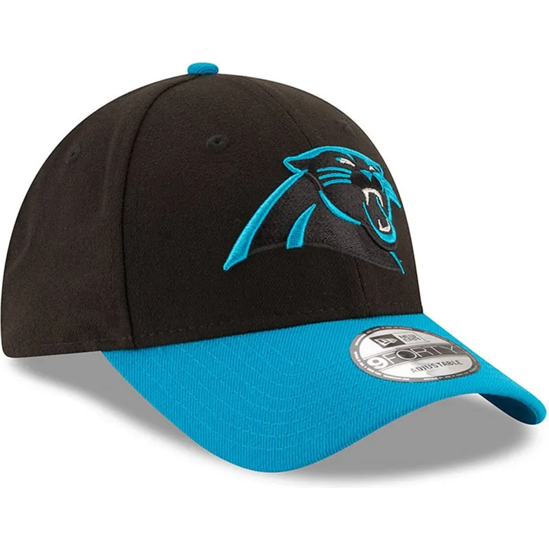 schwarze-und-blaue-verstellbare-curved-cap-9forty-the-league-der-carolina-panthers-nfl-von-new-era