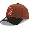 casquette-courbee-marron-et-noire-snapback-9forty-a-frame-harvest-boston-red-sox-mlb-new-era