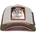 gorra-trucker-gris-marron-y-verde-buho-cum-laude-ass-play-the-farm-de-goorin-bros