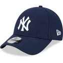 casquette-courbee-bleue-marine-ajustable-9forty-essential-melton-wool-new-york-yankees-mlb-new-era