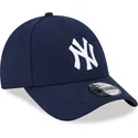 casquette-courbee-bleue-marine-ajustable-9forty-essential-melton-wool-new-york-yankees-mlb-new-era