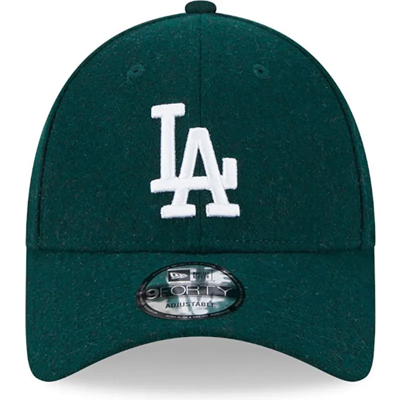 mutzen-gebogen-grun-verstellbares-band-9forty-essential-melton-wool-der-los-angeles-dodgers-mlb-von-new-era