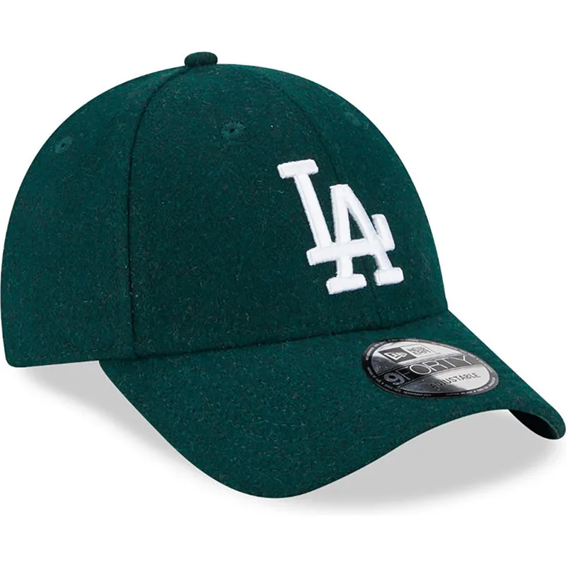 mutzen-gebogen-grun-verstellbares-band-9forty-essential-melton-wool-der-los-angeles-dodgers-mlb-von-new-era